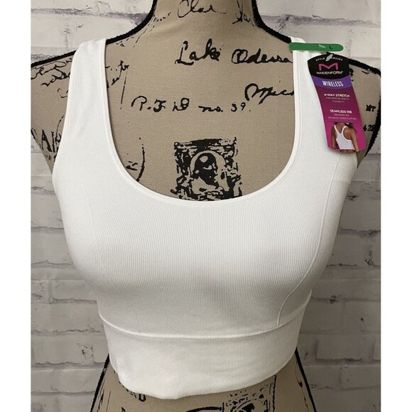 Maidenform Feels Good Seamless Rib Wireless Tank‎ DM2304 Size L White New W Tag - Picture 1 of 9